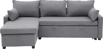 Image de CALICOSY - Canapé convertible 3 places en tissu avec méridienne L219 cm - LOUISON