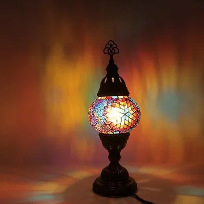 Immagine prodotto di Lampada a mosaico turca - Lampada da tavolo fatta a mano - Lampada orientale marocchina - Ø 12 cm, altezza 30 cm - Colorata e autentica