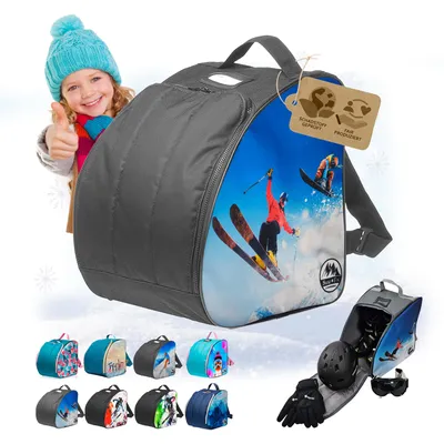 Produktbild von BAMBINIWELT Kinder Skischuhtasche Skistiefeltasche integrierte Standfläche Wasserablaufloch Helm Skibrille Handschuhe (Modell 6)