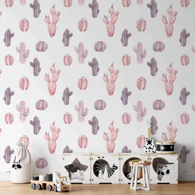 Produktbild von Vlies Tapete - Pink Cacti 50x1000 cm Für Kinder e-B-10022-j-a