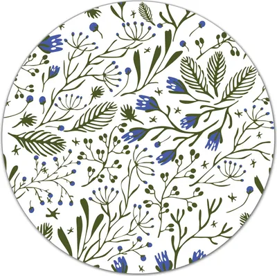 Produktbild von Glas-Herdabdeckplatte Glaskeramikkochfeld-Abdeckung Rund - 40 cm - Grüne Äste mit Blaue Blumen