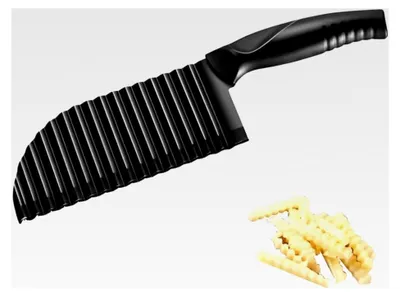 Produktbild von Wellenschneider aus Edelstahl, Riffelmesser für Pommes, Kartoffeln, Gemüse, Salat und Obst, ergonomischer Griff mit Rutschschutz