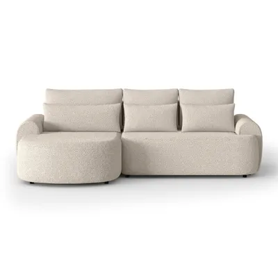 Produktbild von Ecksofa OLIVIO L-Form mit Schlaffunktion, Bouclé Beige, Ottomane links