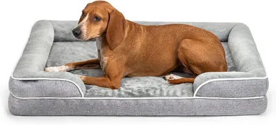 Obrázok produktu pre Ortopedický pelech pre psa 97x71x17 cm, sivý flanel, prateľný poťah, pre psov