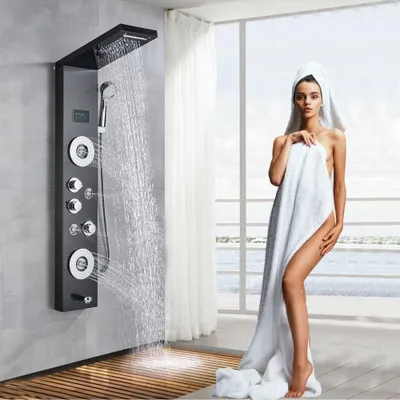 Produktbild von LED-Duschpaneel aus Edelstahl Wasserfallturm