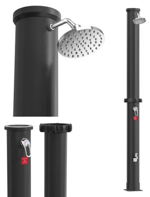 Obrázek produktu pro XINZI 40L solární sprcha s dešťovou hlavicí a sprchou na nohy, solární zahradní sprcha s teplotou až 60 °C a velkokapacitní nádrží na vodu, vhodná pro sprchování u bazénu a kempování (černá)