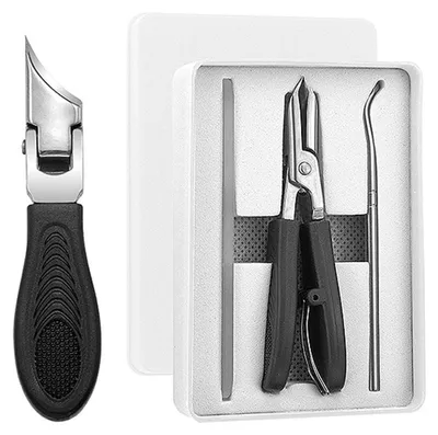 Productafbeelding van Set van 3 nagelknippers met een adelaarssnaveldesign, groot formaat, met opvangbak, zwart