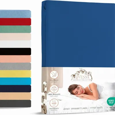 Produktbild von Jersey Spannbettlaken 160x200 cm 100% Baumwolle Royal Blau