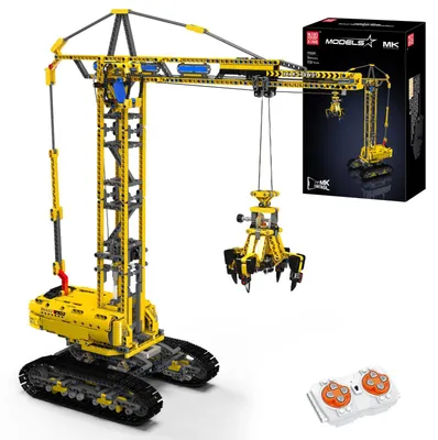 Produktbild von Mould King 17059 Ferngesteuertes Raupenkran Modell, 1731 Teile Technik Kran Bausatz, Klemmbausteine Turmdrehkran Bauklötze als Spielzeug und Geschenk ( ab 14 Jahre alt )