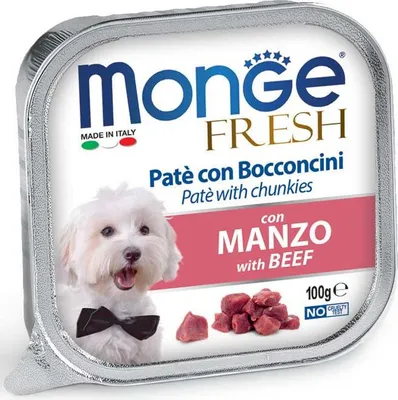 Zdjęcie produktu dla Monge Dog Fresh Pâté Rind, Dorosły, Każda rasa, Wołowina, 100 g