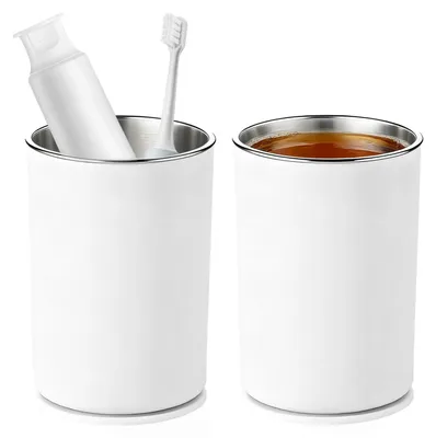 Produktbild von 2 Stück Zahnbürstenhalter, Magnetischer Mundspülbecher, Zahnbürstenbecher aus Edelstahl, 400 ml Wandmontiert für Badezimmer und Toiletten