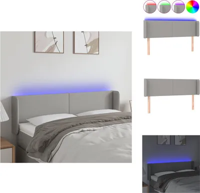 Produktbild von vidaXL LED Kopfteil Hellgrau 147x16x78/88 cm Stoff -  Kopf- & Fußenden