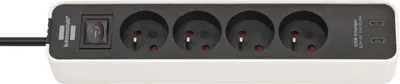 Produktbild von Brennenstuhl Ecolor Steckdosenleiste 4-Fach mit USB-C Ladebuchse, 1,5 m Kabel, weiß/schwarz