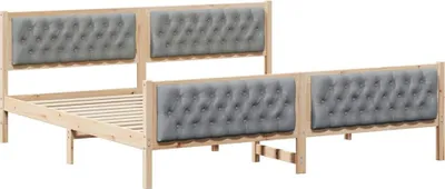 Imagen del producto de Estructura de cama vidaXL, gris claro, 200 x 200 cm, madera maciza de pino