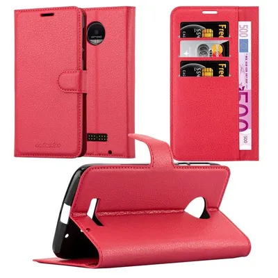 Image de Cadorabo Housse pour Motorola MOTO Z FORCE Housse de protection rouge Housse pour téléphone portable Etui Case Cover Fermeture magnétique