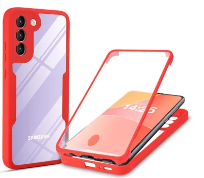 Produktbild von 360 Grad Rundum Schutz Handyhülle für Samsung Galaxy S21 5G Full Cover Vollschutz Case Farbe: Rot