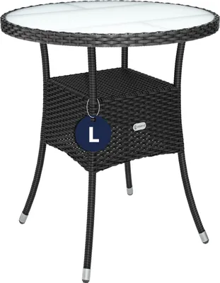 Image de CASARIA® Table de jardin en polyrotin Noir 60 cm résistant aux intempéries Rond Extérieur Petit Terrasse Balcon Table d'appoint