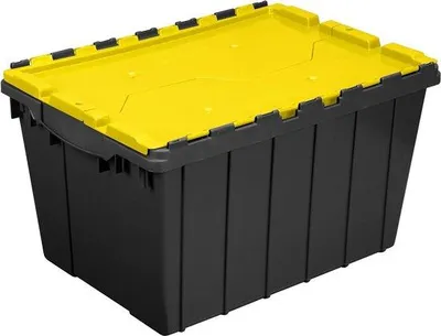 Obrázek produktu pro Skládací plastová bedna 45 l, černá/žlutá