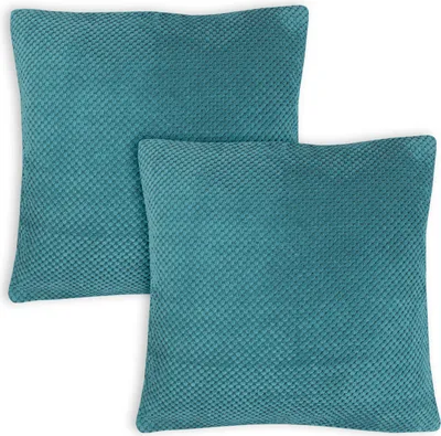 Produktbild von Kissenbezug 2er Set 60x60 cm Türkis Dekokissen Kissenhülle Waben Kissen Chenille Webstruktur