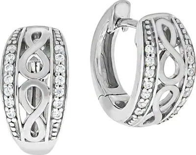 Produktbild von Creolen Ohrringe Damen Silber 925 Zirkonia weiß 1,4cm, 1 Paar