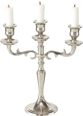 Produktbild von Boltze Kerzenständer Varas silber 3-flammig, Hähe 26 cm, Kerzenhalter aus Metall