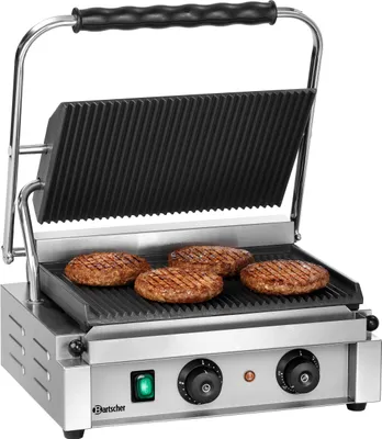 Produktbild von Bartscher Panini-T 1R, Schwarz, Edelstahl, Edelstahl, Rechteckig, Drehregler, 340 x 285 mm, Eisenguss