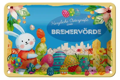 Produktbild von Blechschild Ostern Ostergrüße 18x12cm BREMERVÖRDE Geschenk Deko