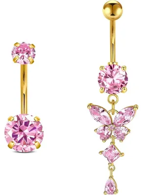 Zdjęcie produktu dla Piercing do pępka, motyl, stal chirurgiczna, złoto/srebro, długość 12 mm