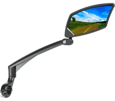 Productafbeelding van Fietsspiegel, stuurmontage, krasbestendig glazen lens, 11,9 x 6,1 cm, convex, voor de rechterkant, geschikt voor sturen van 21-26 mm