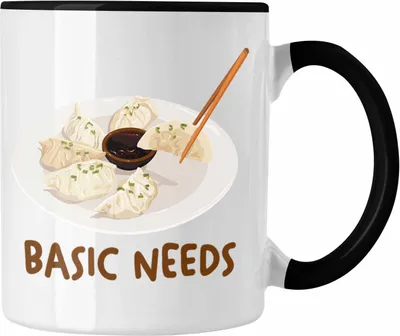 Produktbild von Trendation - Dumpling Tasse Geschenk Gyozas Asiatisch Sushi Liebhaber Geschenkidee Basic Needs (Schwarz)