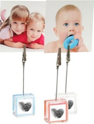 Image de Deknudt Fotoclip Kubus avec petit cube photo pour 1 photo, bleu, 12 cm