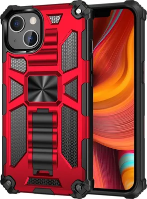 Produktbild von Mobigear Armor Stand iPhone 13 Pro Hülle Hardcase Backcover Stoßfest mit Ständer - Rot