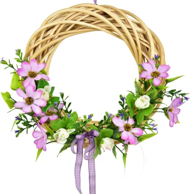 Image de Couronne d'été en osier avec des fleurs violettes Ø25 cm