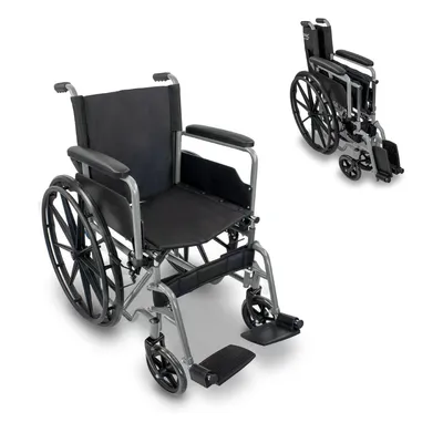Immagine prodotto di Mobiclinic Marsella, sedia a rotelle, pieghevole e leggera, stabile, larghezza seduta 46 cm, leva del freno, pneumatici da 12"