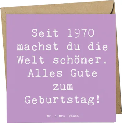 Produktbild von Mr. & Mrs. Panda Glückwunschkarte Spruch 1970 Geburtstag - Lavendeltraum - Geschenk, doppelkarte, anlasskarte, Seit, Happy Birthday, Klappkarte, Grußkarte, besonderer