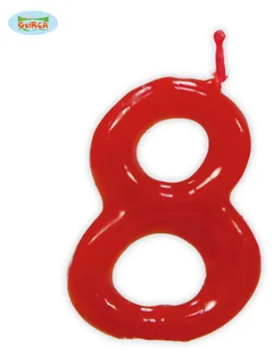Zdjęcie produktu dla Czerwona świeczka numer 8 – dekoracja tortu urodzinowego ok. 5,5 cm