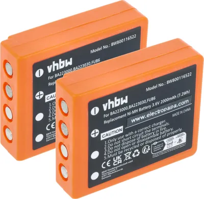 Produktbild von vhbw 2x Akku Ersatz für HBC FUA39, FUB6, PM461523 für Industrie-Funkfernsteuerung Fernbedienung (2000 mAh, 3,6 V, NiMH)