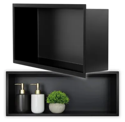 Immagine prodotto di Mensola da incasso 45x20x10 cm nera opaca per bagno