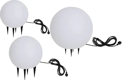 Produktbild von 3er Set 202540WB IP65 Gartenkugel in Weiß matt mit 20/25/40cm Durchmesser *SNOW* Kugelleuchte inkl. E27 LED Leuchtmittel