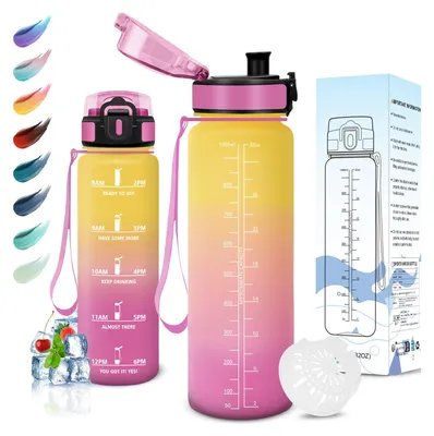 Produktbild von Trinkflasche Sport 1000 ml BPA-frei Auslaufsicher Gelb Rosa Wasserflasche
