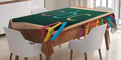 Obrázek produktu pro ABAKUHAUS Vosková pastelka Ubrus, školní motiv Foto s nápisem ABC na tabuli s malbou Řemeslné tisknutí, 140 x 200 cm, vícebarevný