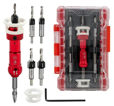 Produktbild von Senkbohrer Set mit Tiefenanschlag 5 Stück (3,2-4,8mm) 6,35mm Sechskantschaft für Holz Kunststoff