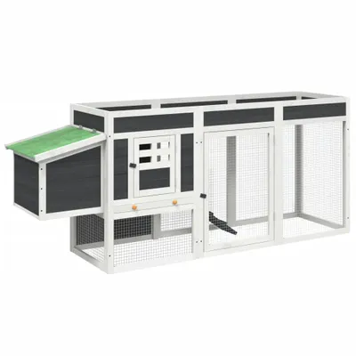 Immagine prodotto di vidaXL Pollaio grigio 204x50x84 cm in legno di pino massiccio