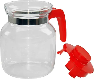 Produktbild von Classic-Glaskanne mit roten Griffen, 1.25 Liter