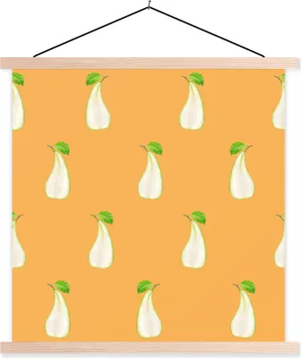 Produktbild von MuchoWow® Textilposter Birne - Pastell - Muster 40x40 cm mit holzfarbenen Rahmen - Posterleiste
