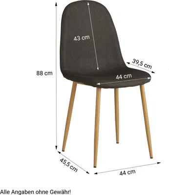 Produktbild von Homestyle4u Esszimmerstühle 2er Set Stühle Grau Anthrazit Polsterstuhl Leinen Küchenstuhl Metall Holzoptik