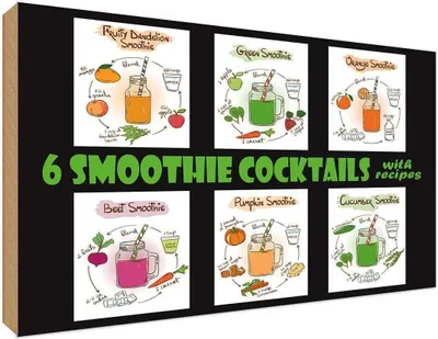 Produktbild von vianmo Holzschild 30x40 cm 6 smoothie cocktails Essen Trinken