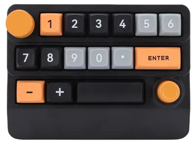 Zdjęcie produktu dla Bezprzewodowa mechaniczna klawiatura numeryczna RGB z funkcją „hot swap”, programowalnymi makrami, pokrętłem joysticka i trzema trybami pracy – 15-klawiszowa klawiatura do komputerów stacjonarnych i laptopów w kolorze żółtym, czarnym i niebieskim