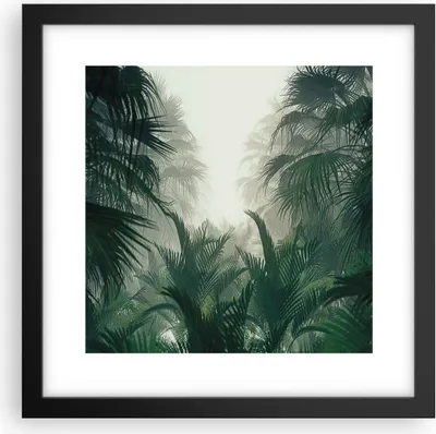 Produktbild von Gerahmtes Poster - Schwarzer Rahmen - Dschungel Blätter Palmen - 30x30 cm - Wand Bild - Wanddeko - Wandbilder - Kunstposter - Wandposter - Bilderrahmen - Bilder - Kunstdruck - P2BAC30x30-4504