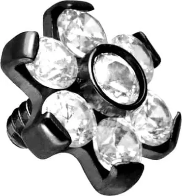 Produktbild von Titan Dermal Anchor Aufsatz BLUME MIT 7 KRISTALLEN Schwarz Discgröße: 6mm